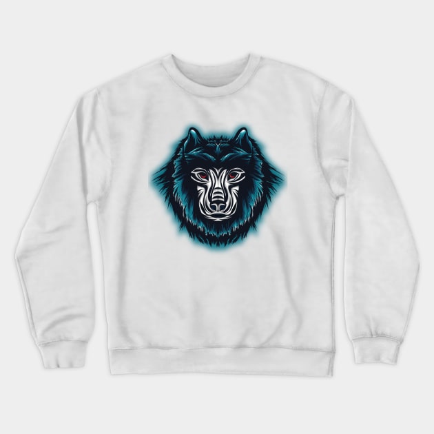 Wolf Head Mascot Style Crewneck Sweatshirt by Mako Design 